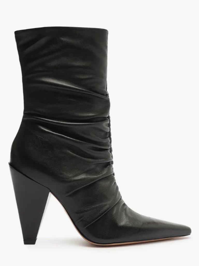 Schutz Lynn Nappa Leather Slouched Bootie Black Us Size 9.5